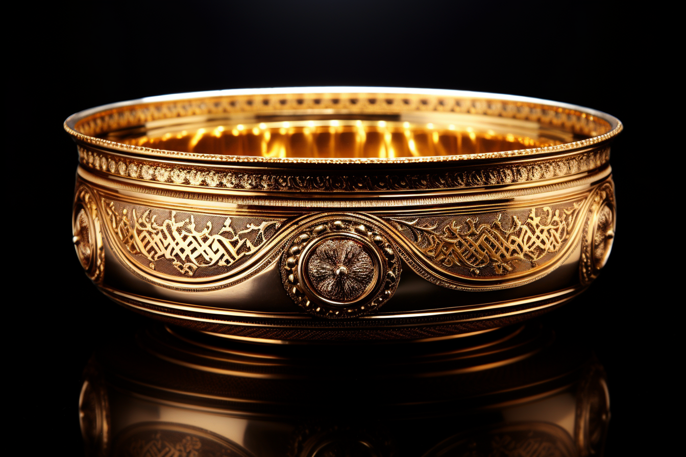 Detailed 17th Century Gold Royal Soup Bowl