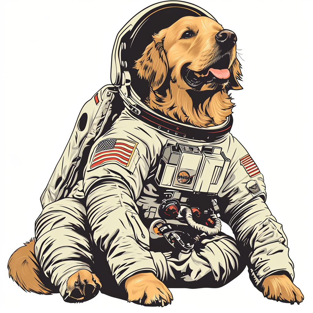 Golden Retriever in Space Suit