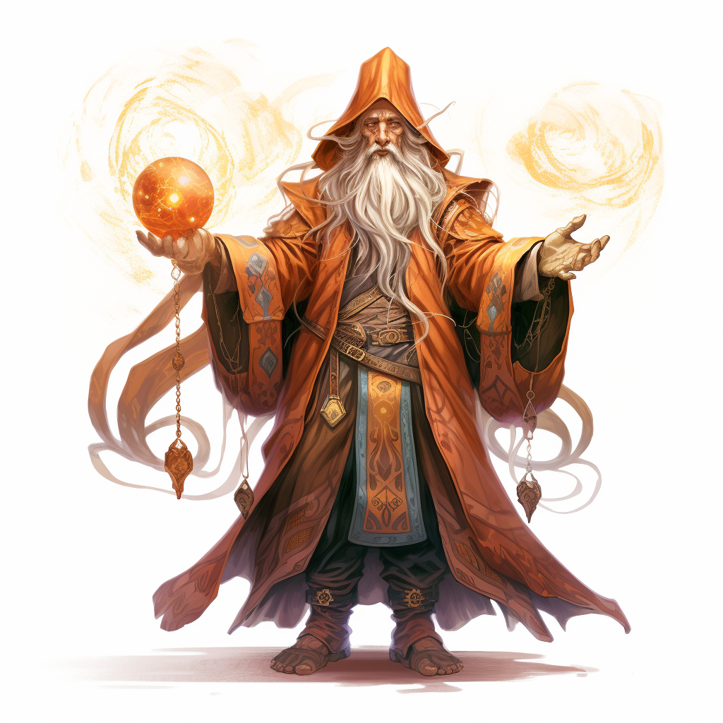 Friendly sorcerer casting spells in fantasy artwork