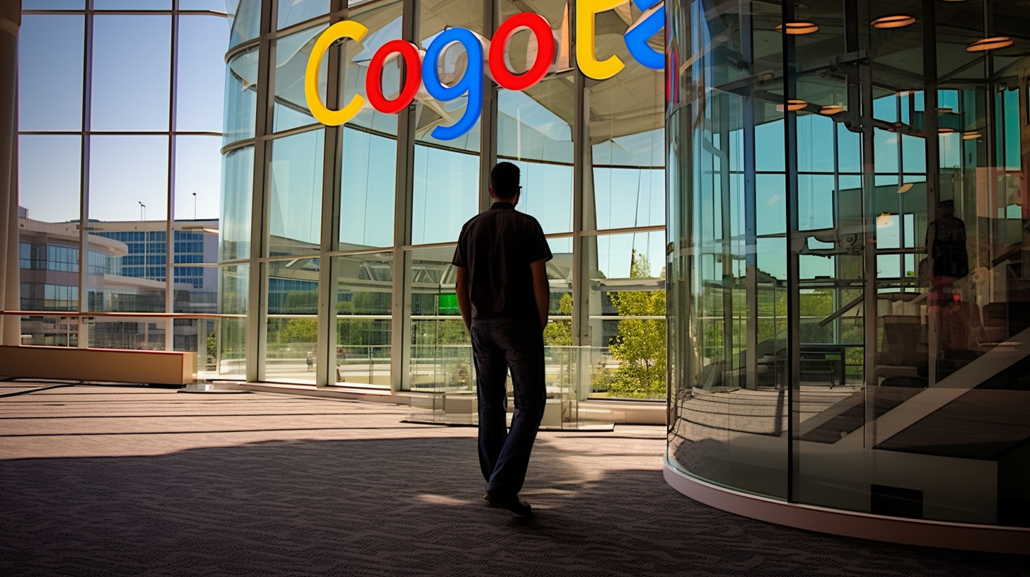 Professional entering Google building