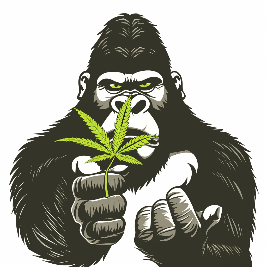 Gorilla with Cannabis Leaf Vector