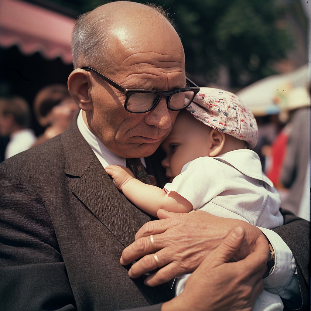 Grandfather in Suit with Grandchild