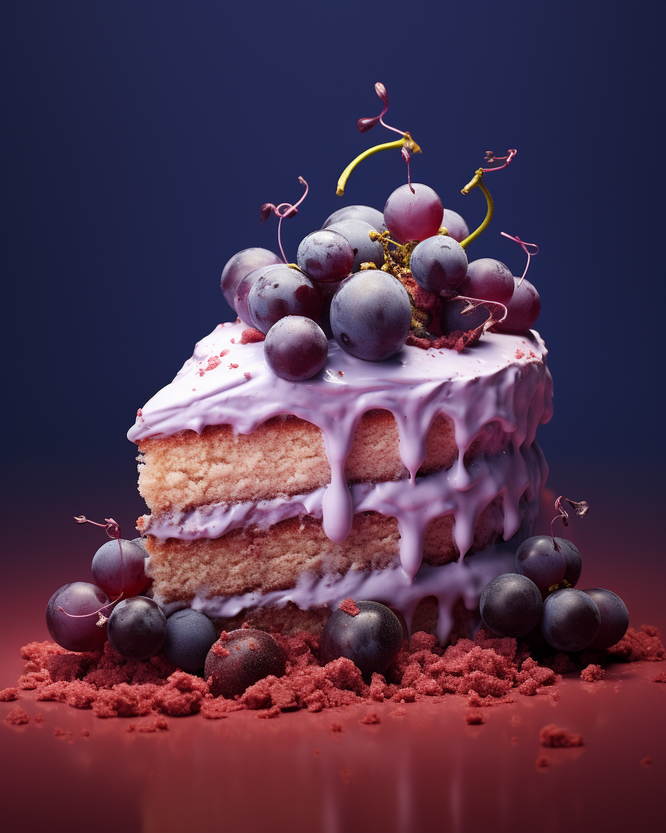 Delicious grape cake with surrealistic vibes