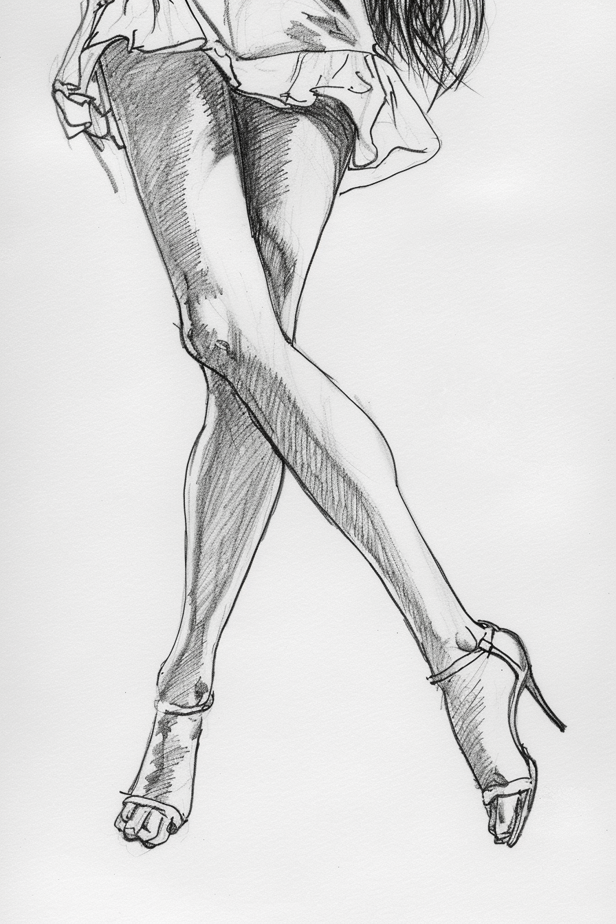 Beautiful legs in graphic sketch art