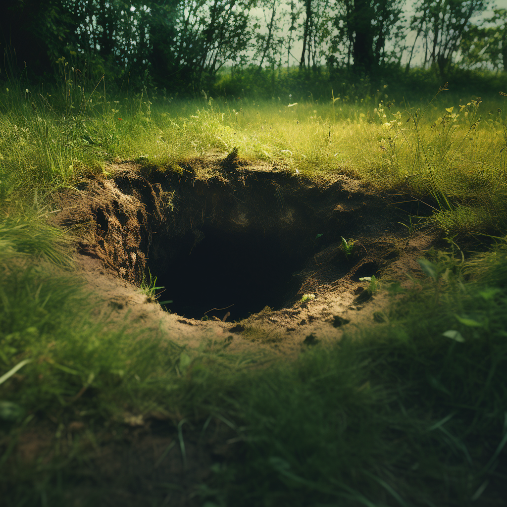 Enigmatic hole in the grass