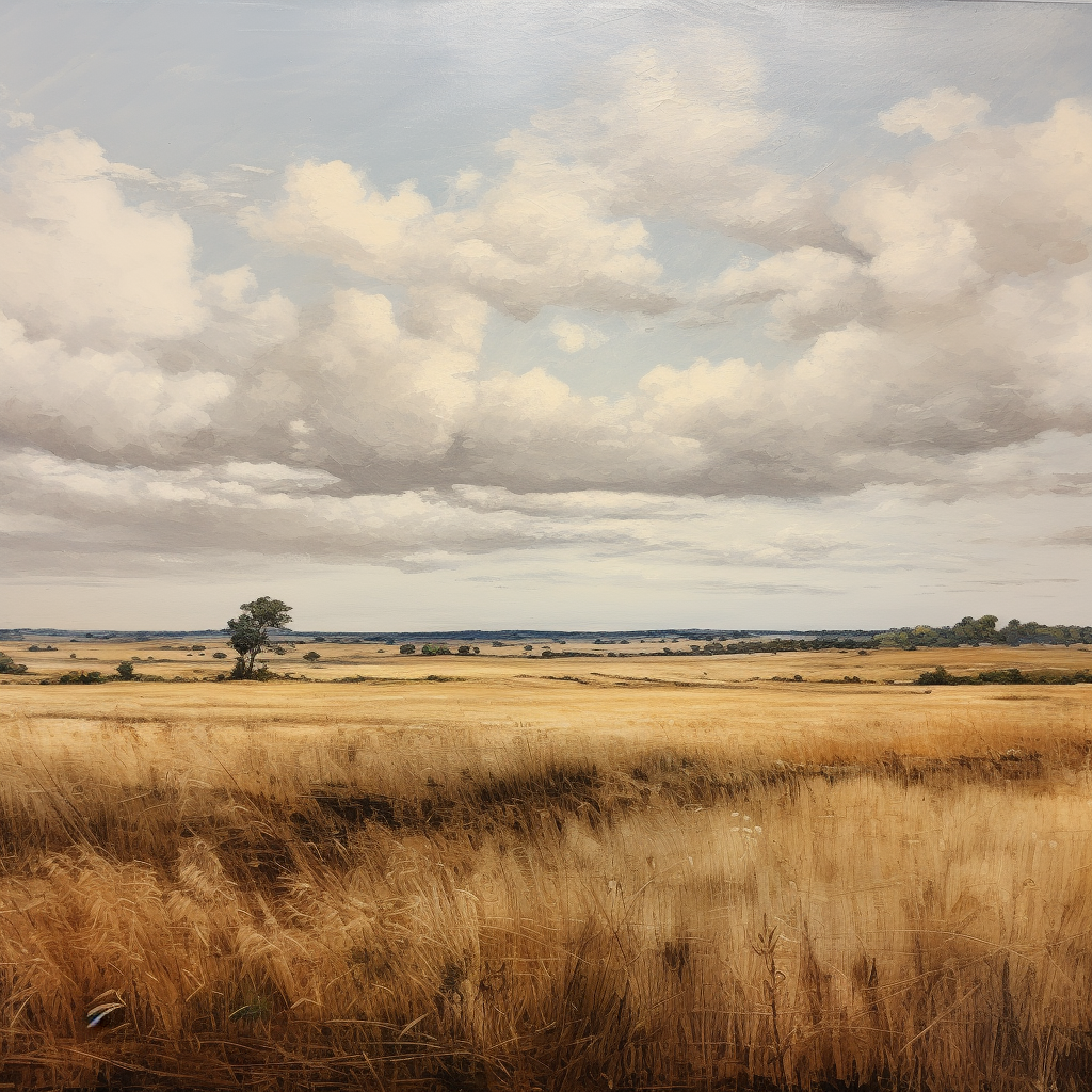 Field with Trees and Grass Painting