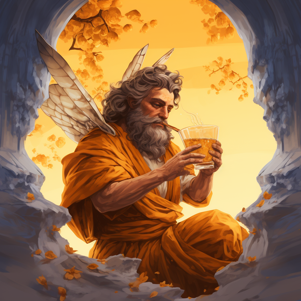 Greek God enjoying honey nectar