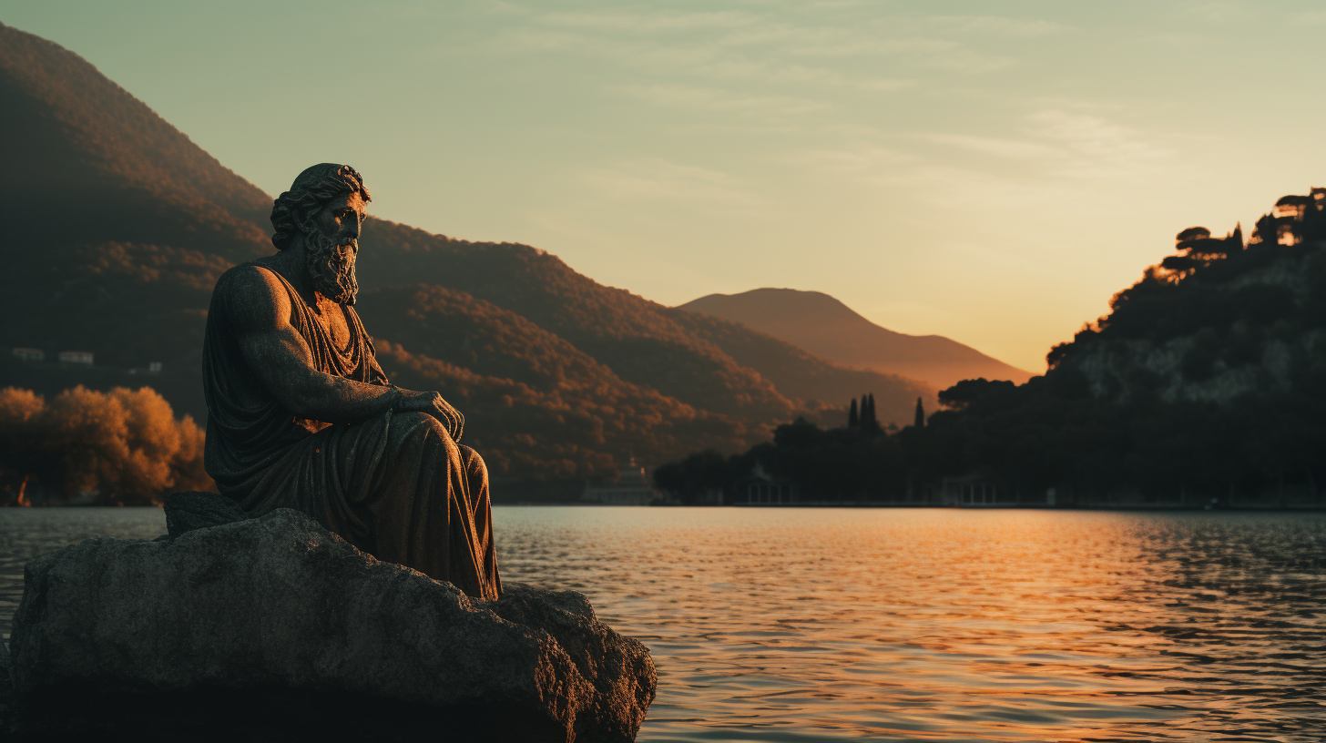 Beautiful Greek Statue by the Sunset