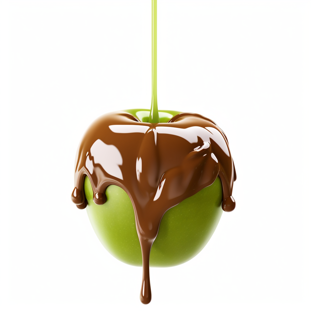 Green apple with caramel logo