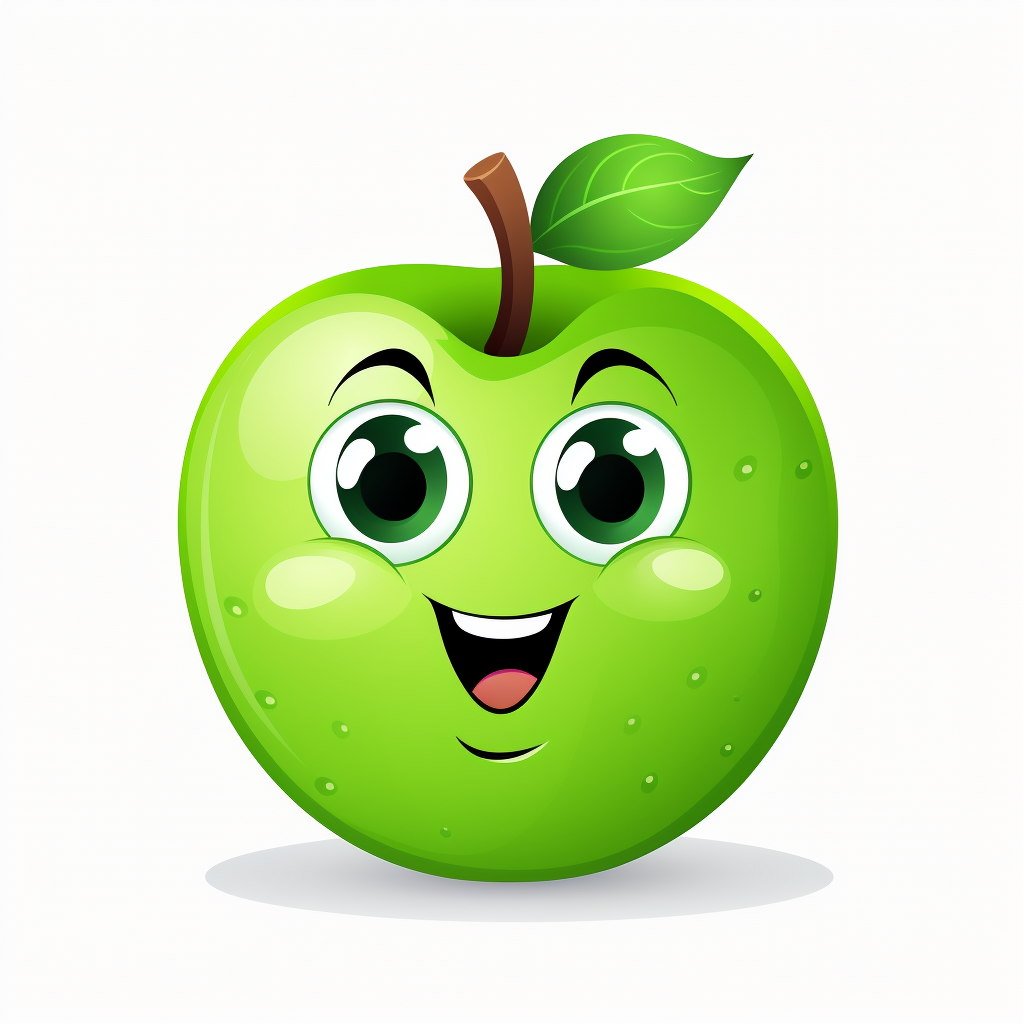 Cartoon green apple for kids