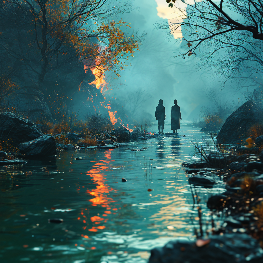 Captivating Animation of a Burning Green Flame River