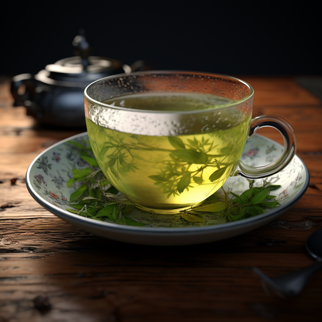 Refreshing cup of green tea