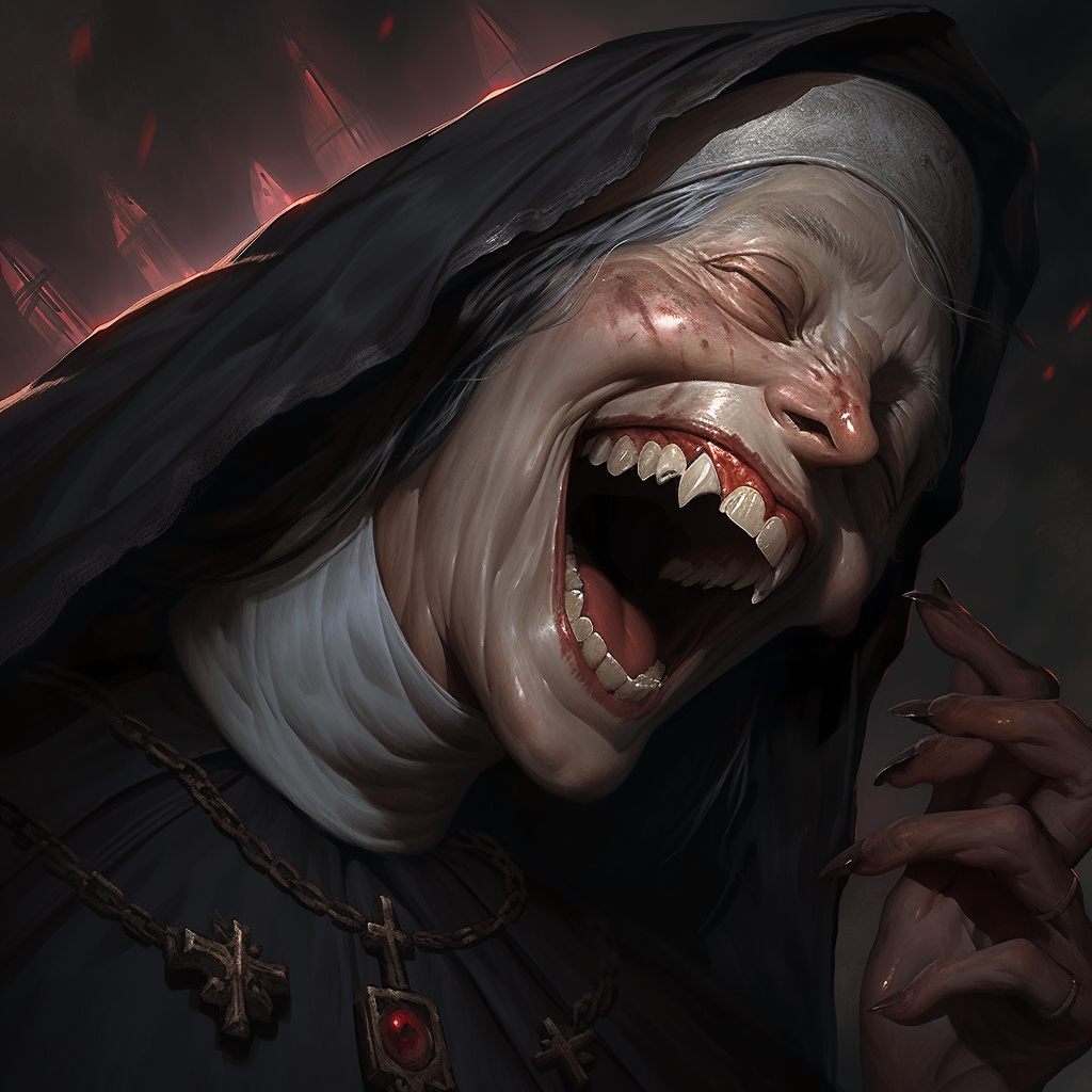 Mystic Medieval Ominous Nun Laughing