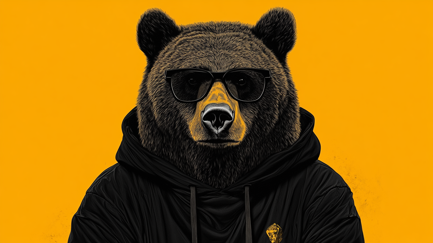 grizzly bear hoodie glasses snarl