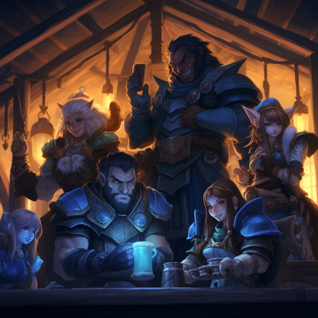 Diverse Group of Fantasy Characters in a Tavern