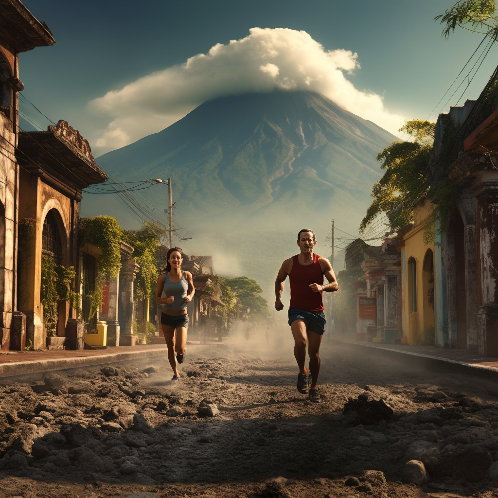 Runners enjoying Guatemala's scenic beauty