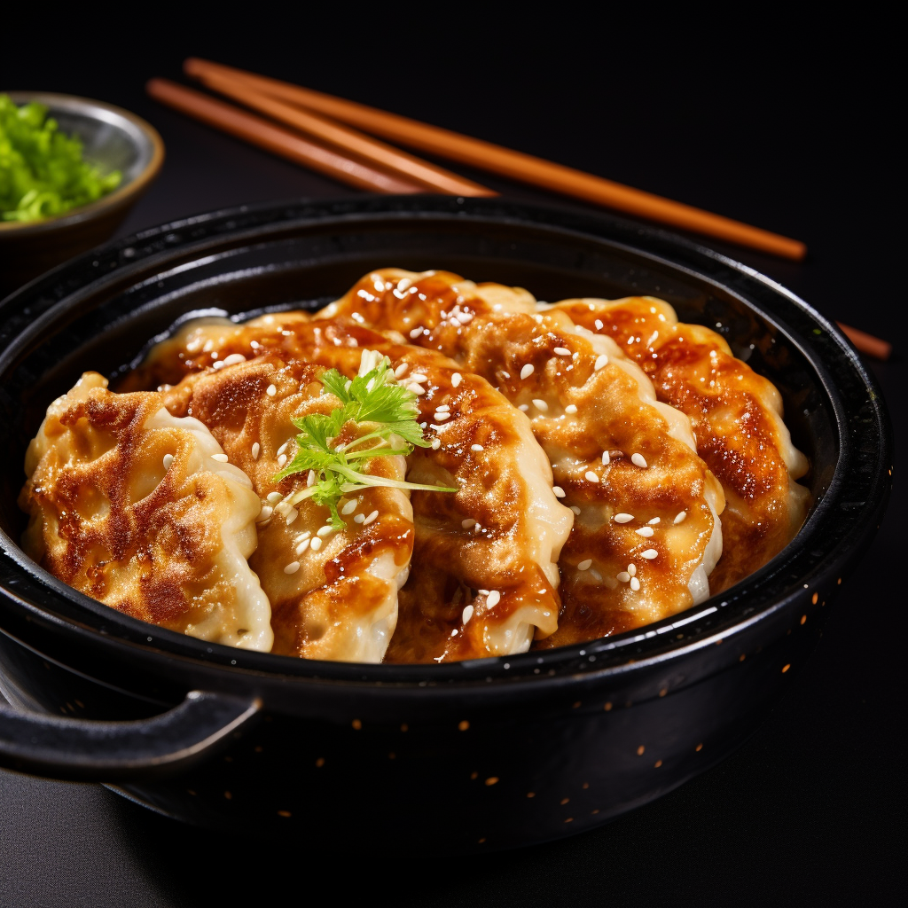 crispy fried gyoza in bowl