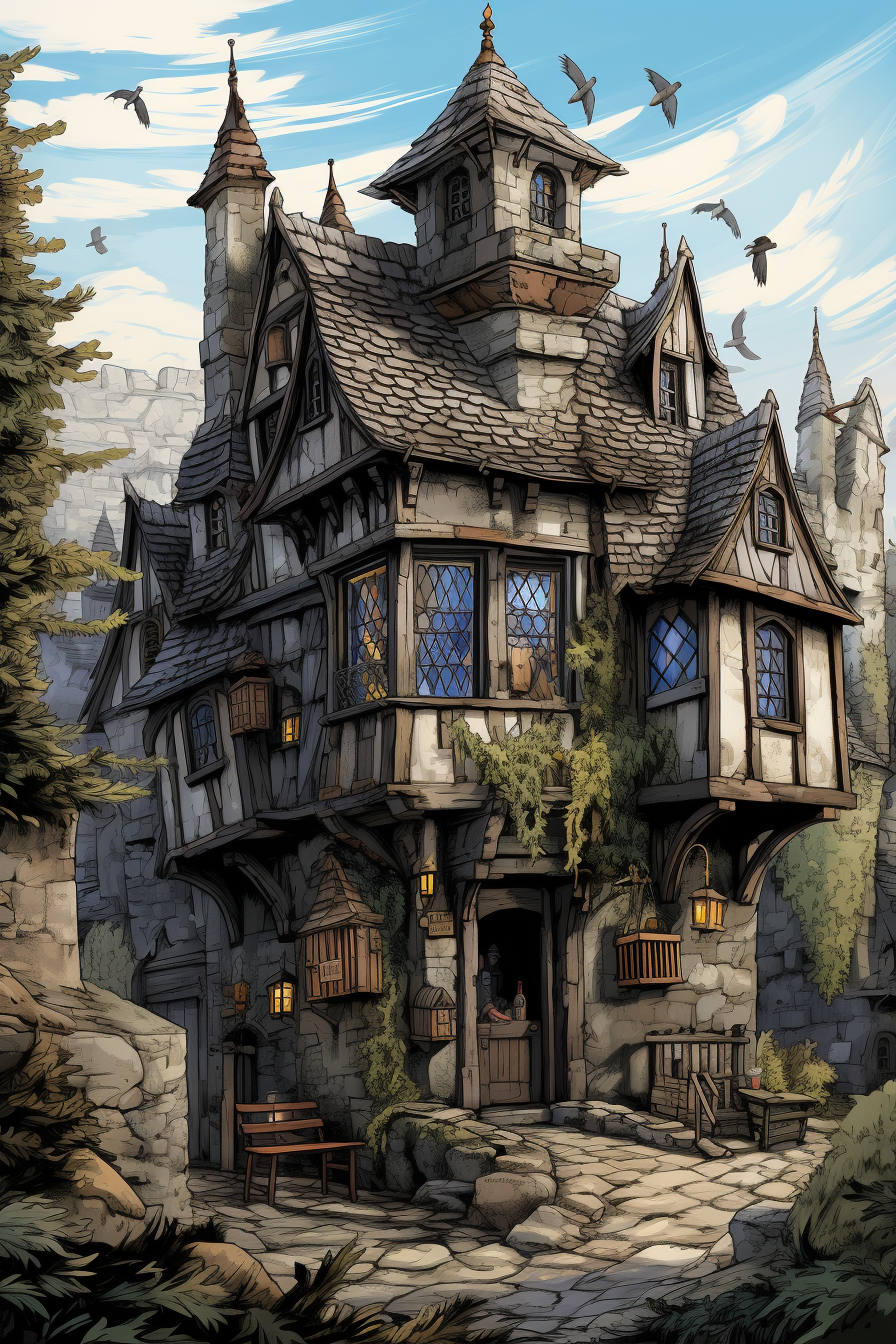 Image of Hagrid's House with Buckbeak during the Day