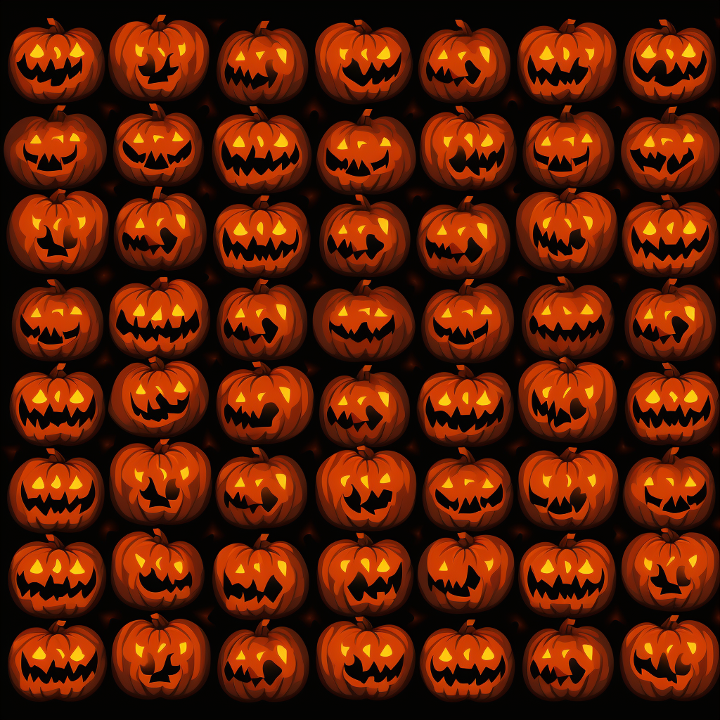 Pixel art of a Halloween pumpkin