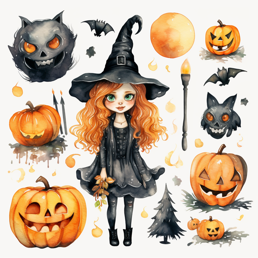 Colorful Halloween clipart design