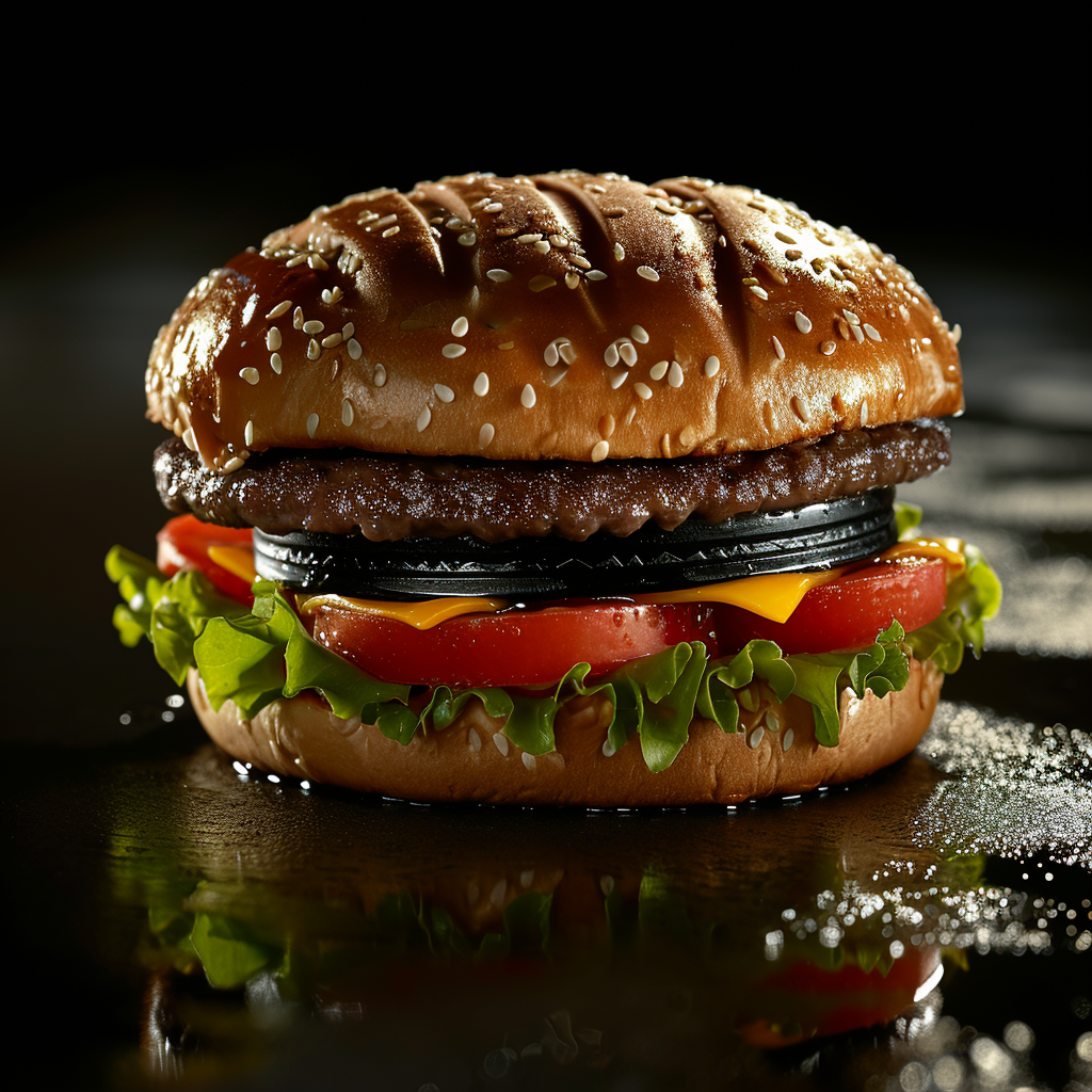 Closeup photo of hamburger with tires