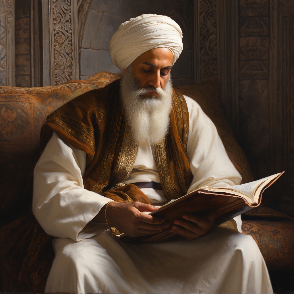 Handsome Türkiye Sufi in White Turban Reading Book