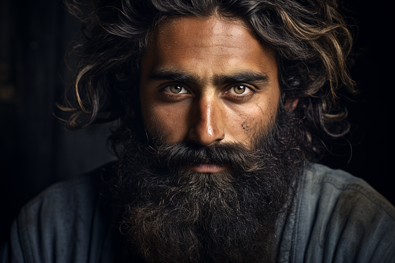 Handsome young Hindi with a big beard and dark eyes