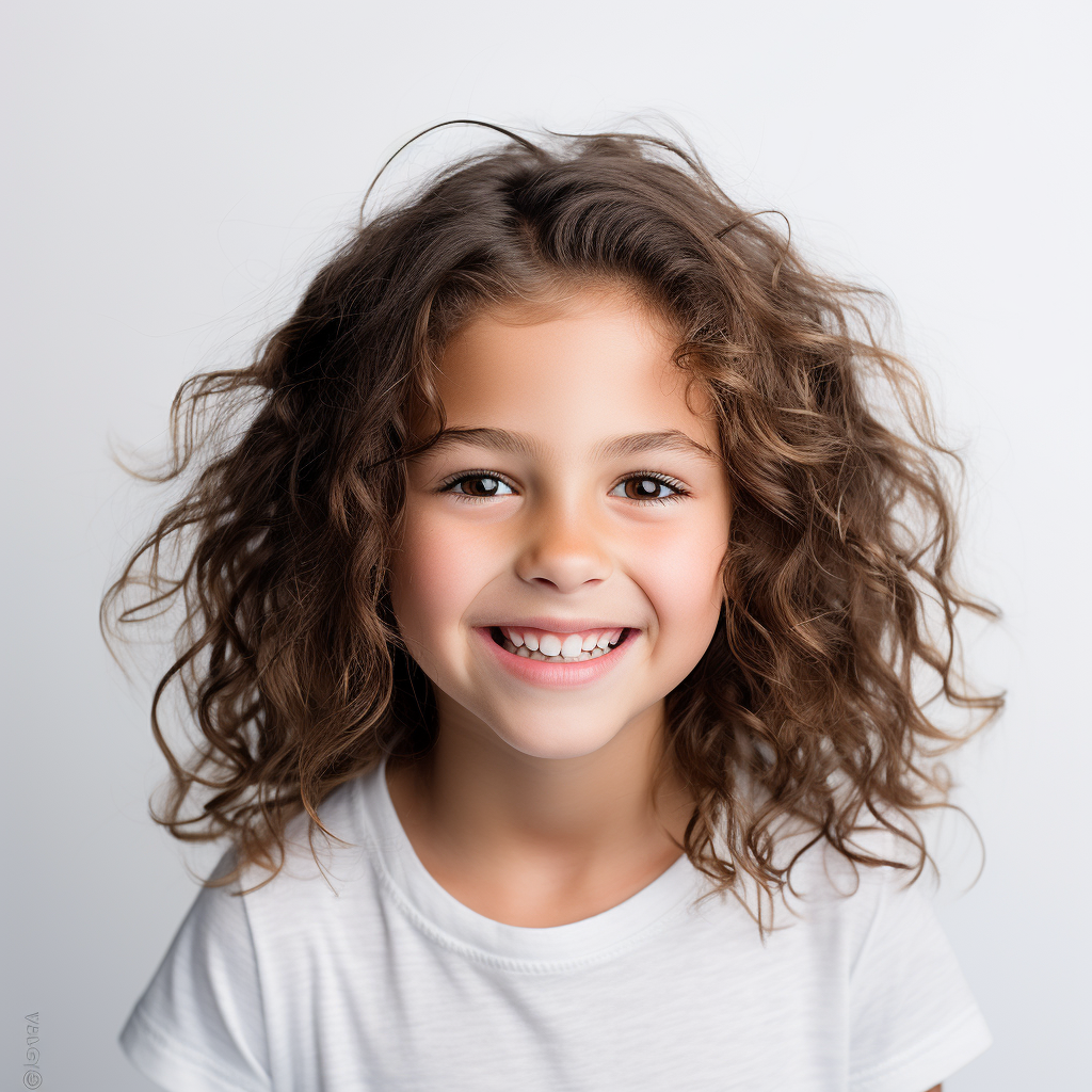 Smiling 10 Year Old Child on White Background