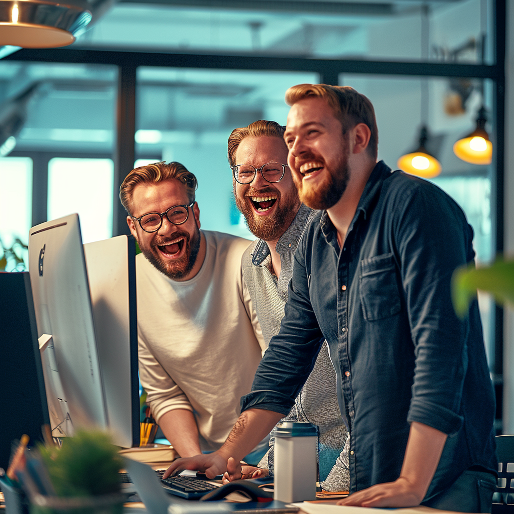 Group of Men Happy at Work