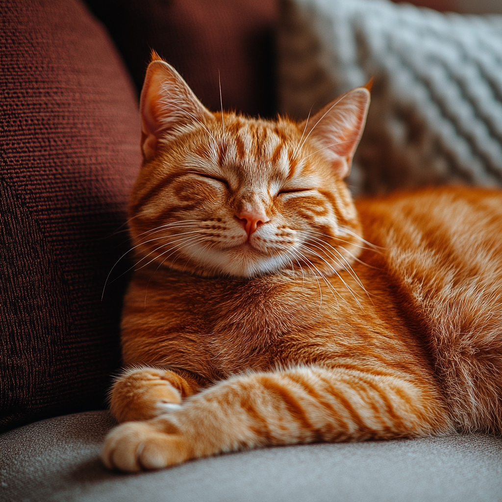 Happy Orange Cat Relaxing