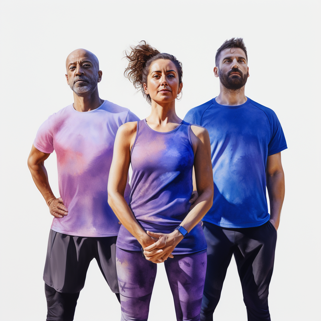 Group of 3 Happy People Doing Yoga