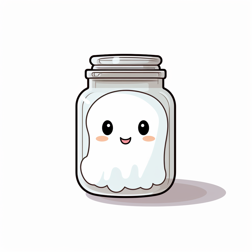 Cute happy ghost in a tiny jar