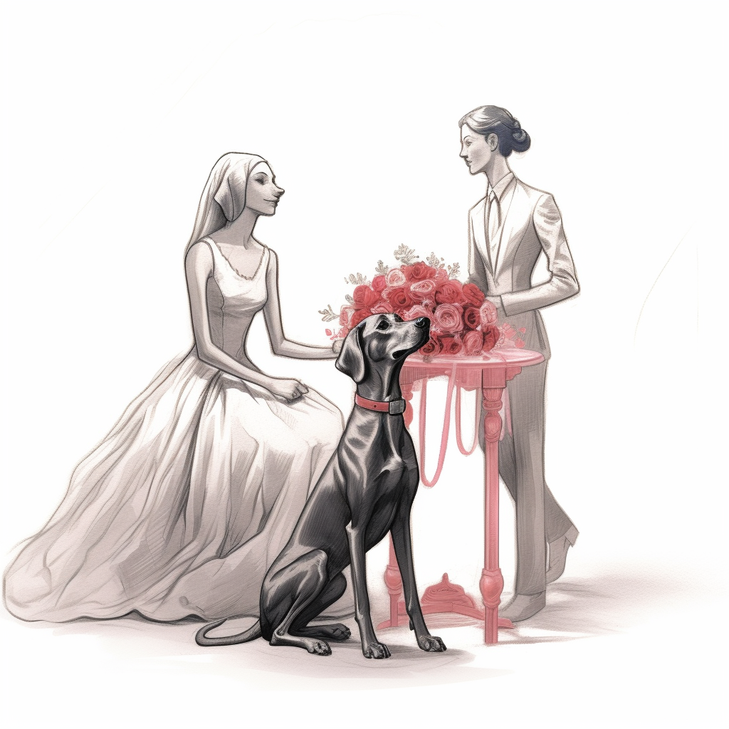 Blissful woman marrying a Weimaraner