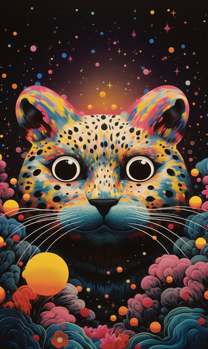 Colorful deep space animals art