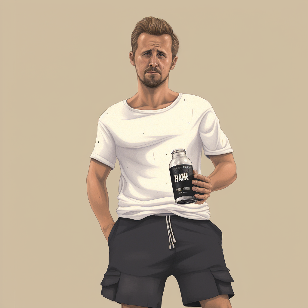 Illustration of Harry Kane in German leather shorts