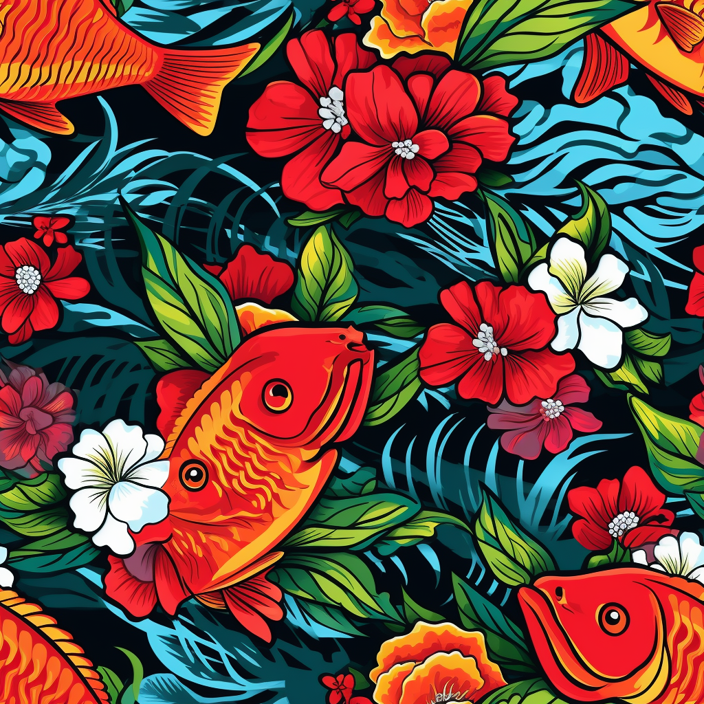 Vibrant Hawaiian Perch Tattoo Christmas Wrap Pattern