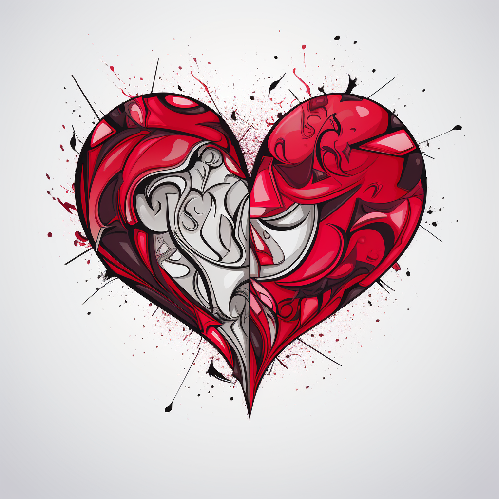 Heart Split Vector Sticker Image