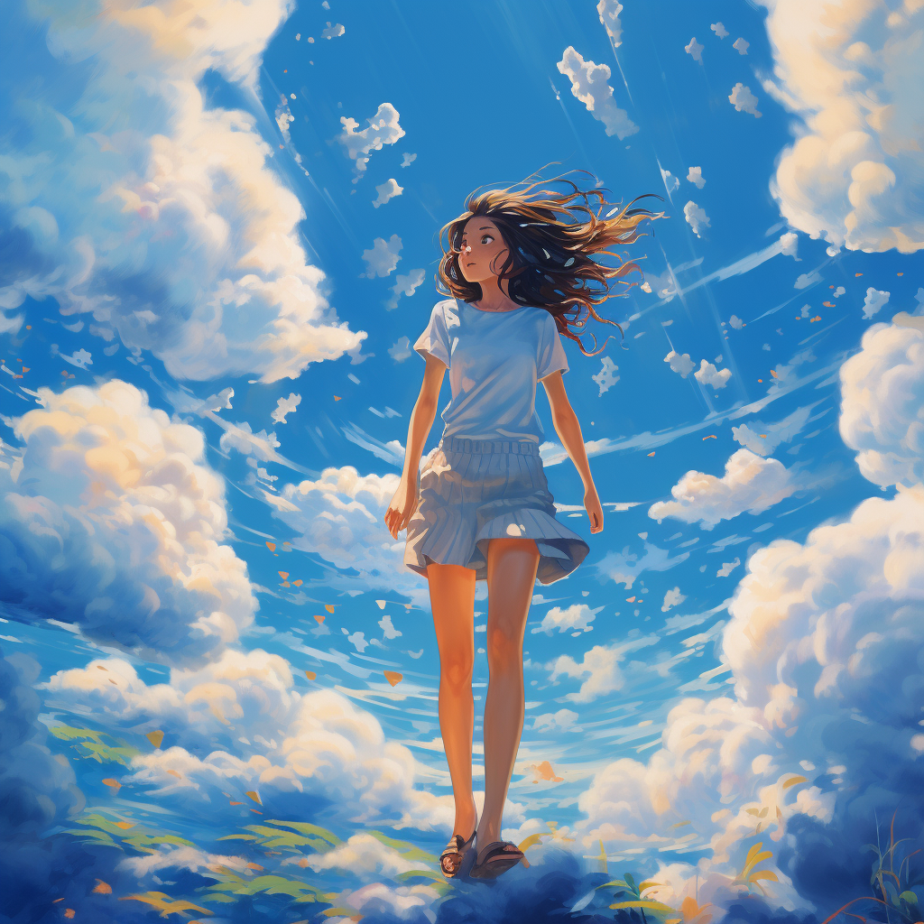 Bright anime with clouds and blue sky  ?️