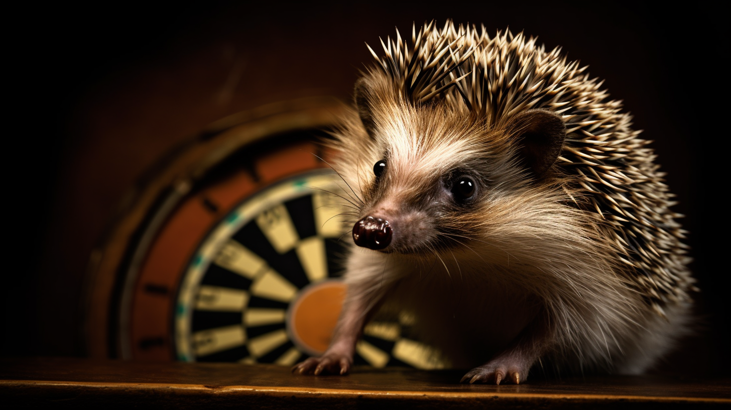 Hedgehog sticking in a dart board image