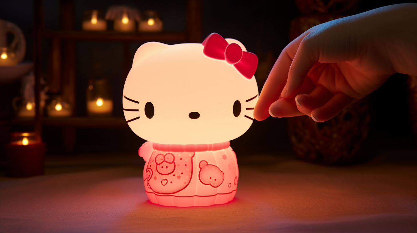 Cute Hello Kitty Character Paws at Night