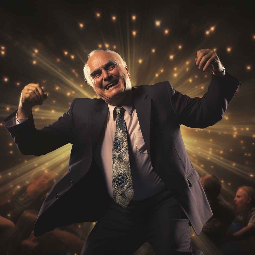 Helmut Kohl dancing in disco lights