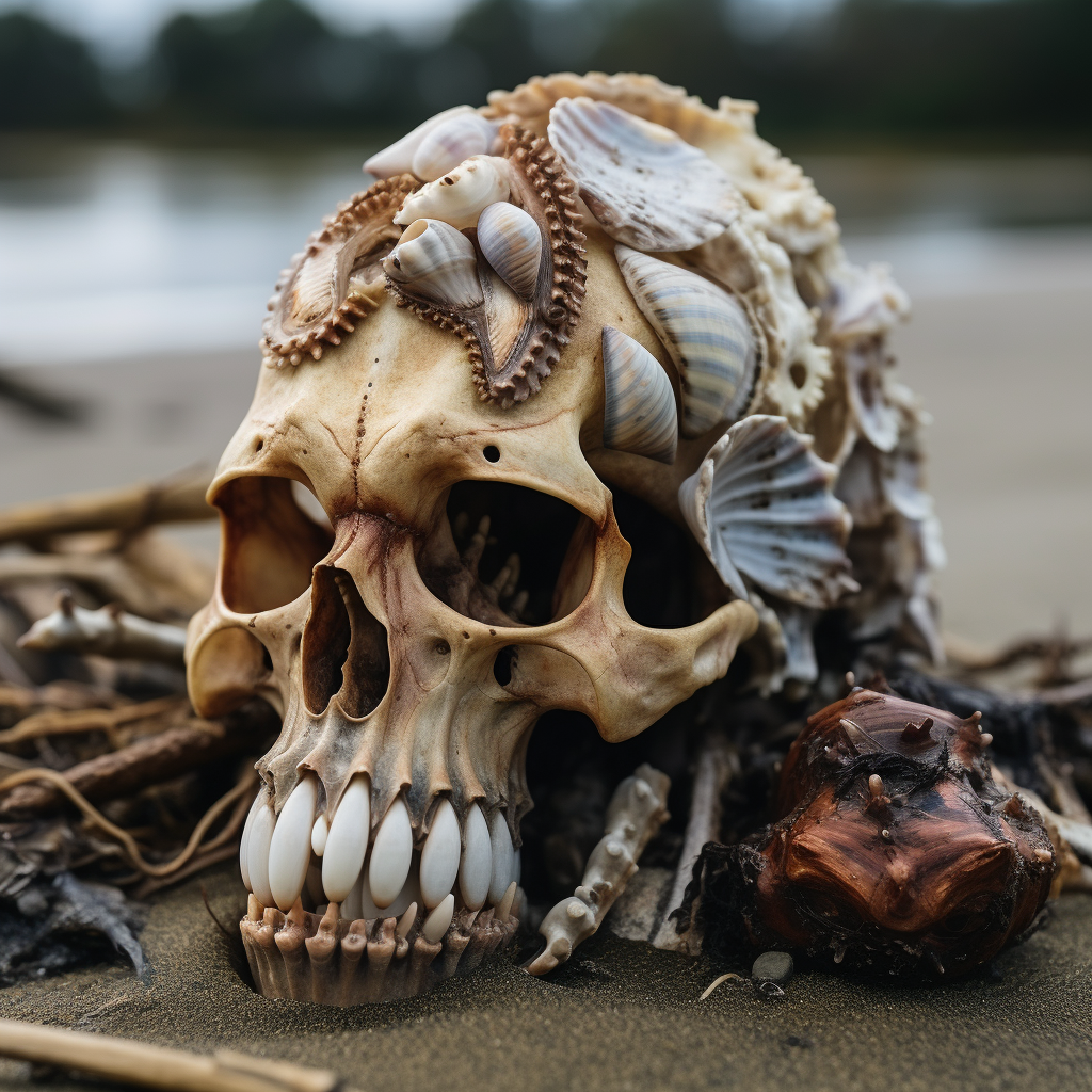 Hermit crab with skull shell