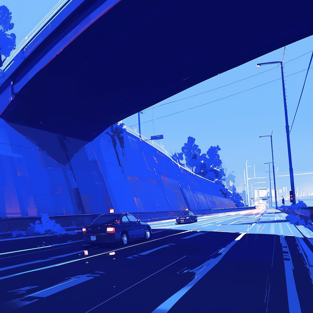 Highway Cyberpunk Blue Black Colors Niji 6