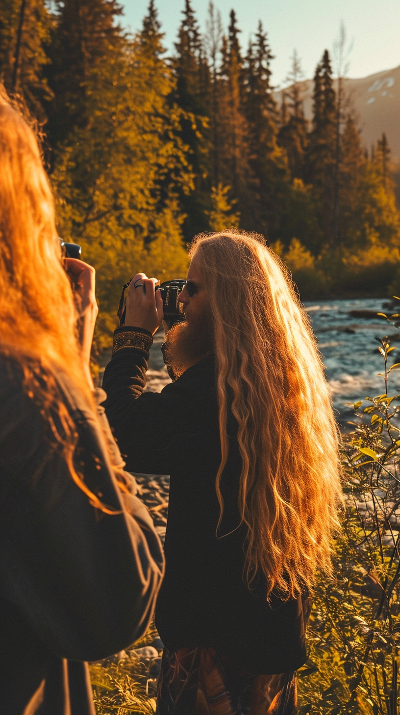 Adventure seekers hiking in Alaskan wilderness