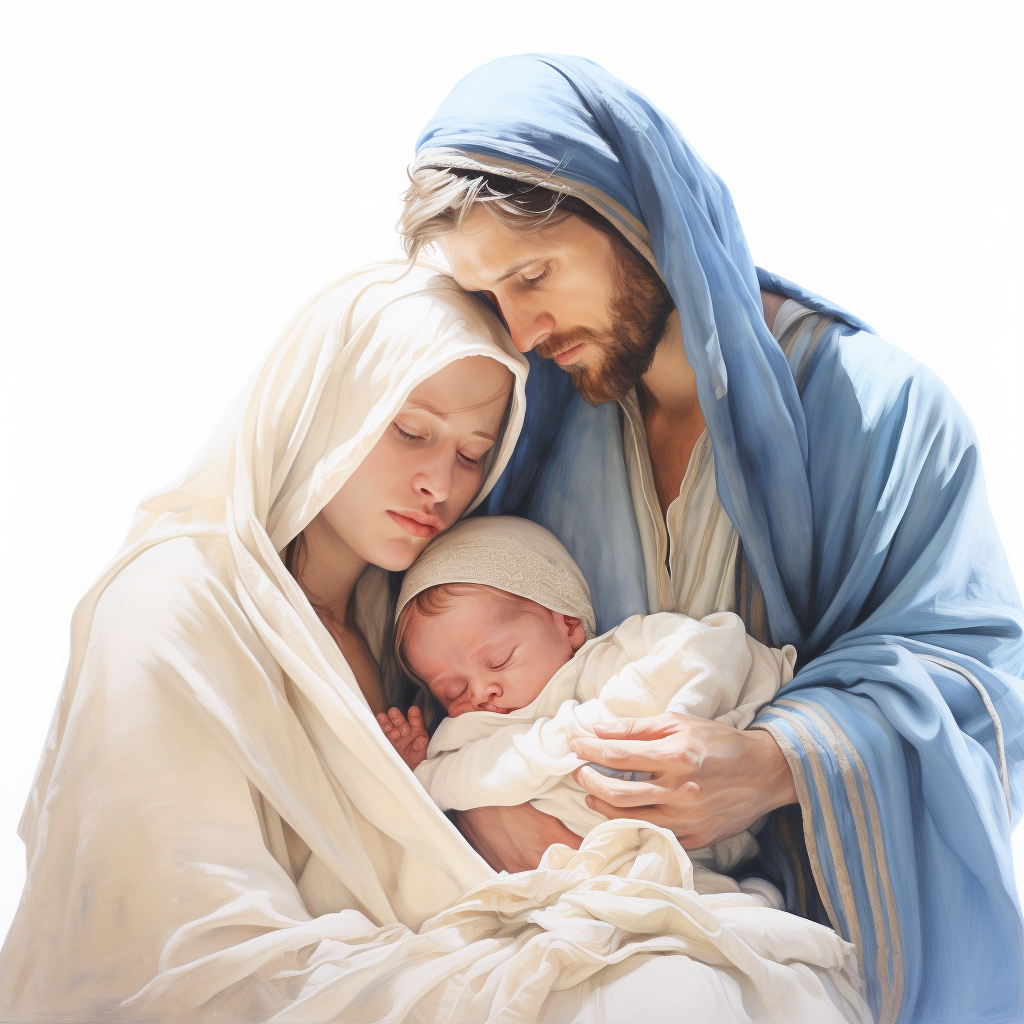 Hyperrealistic Holy Family Nativity Painting