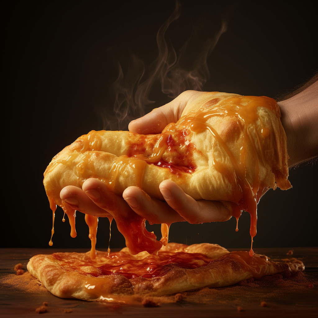 Hands with hot pockets snack