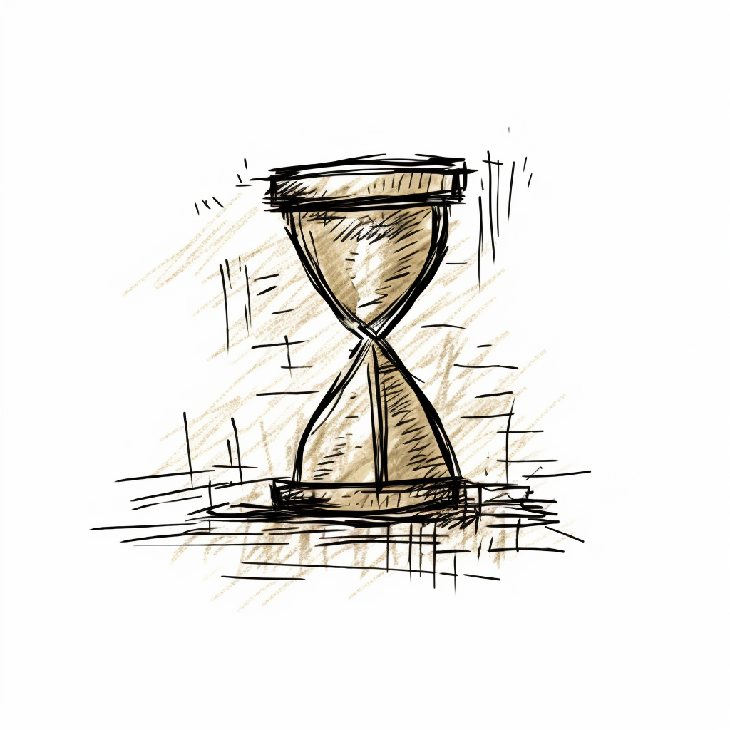 Hourglass sketch on white background