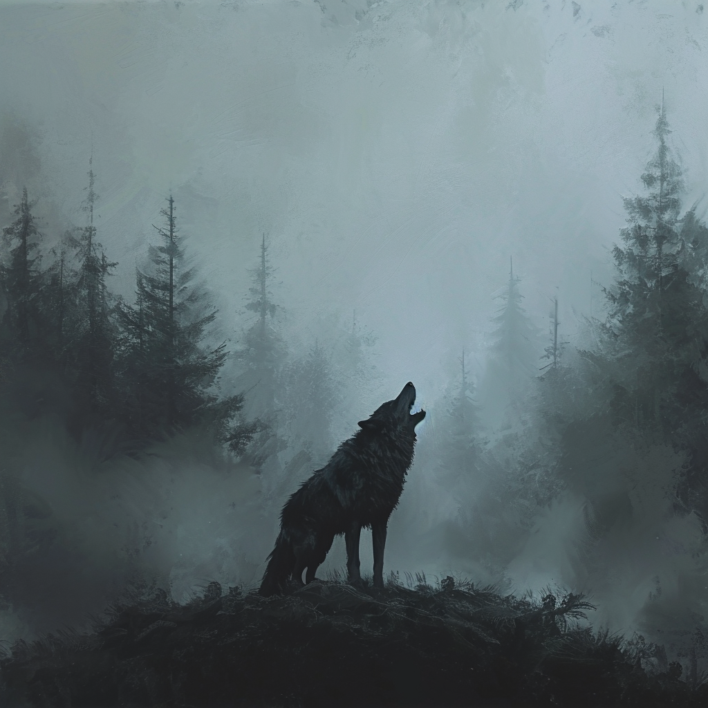 Howling wolf with eerie ambiance