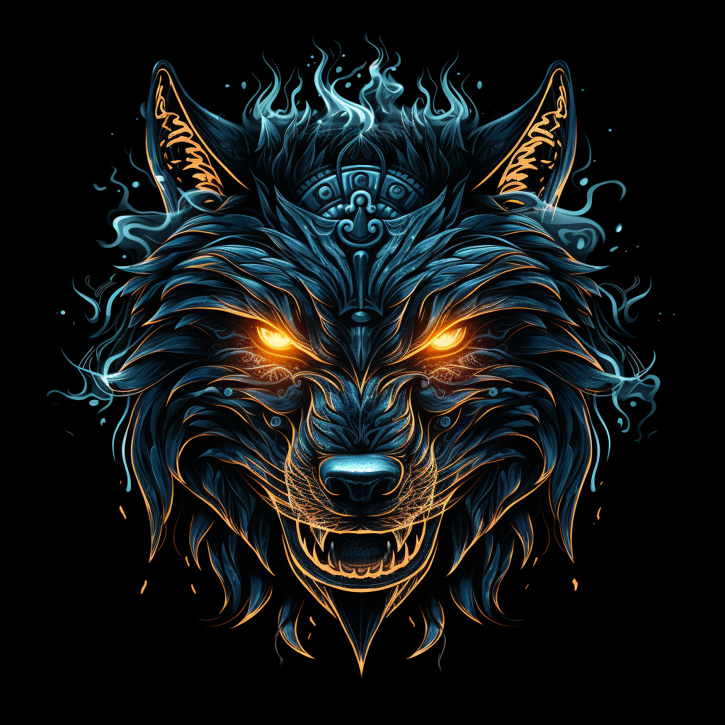 Howling Wolf Viking Symbol Flames