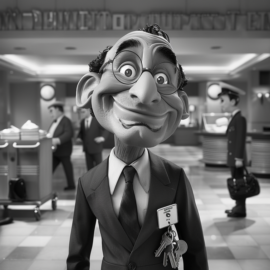 Black and white hotel concierge